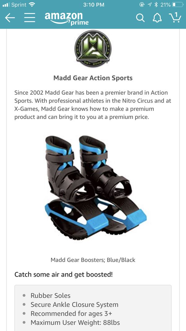 “NEW” Madd Gear Kids Booster Bouncing Boots Black And Green