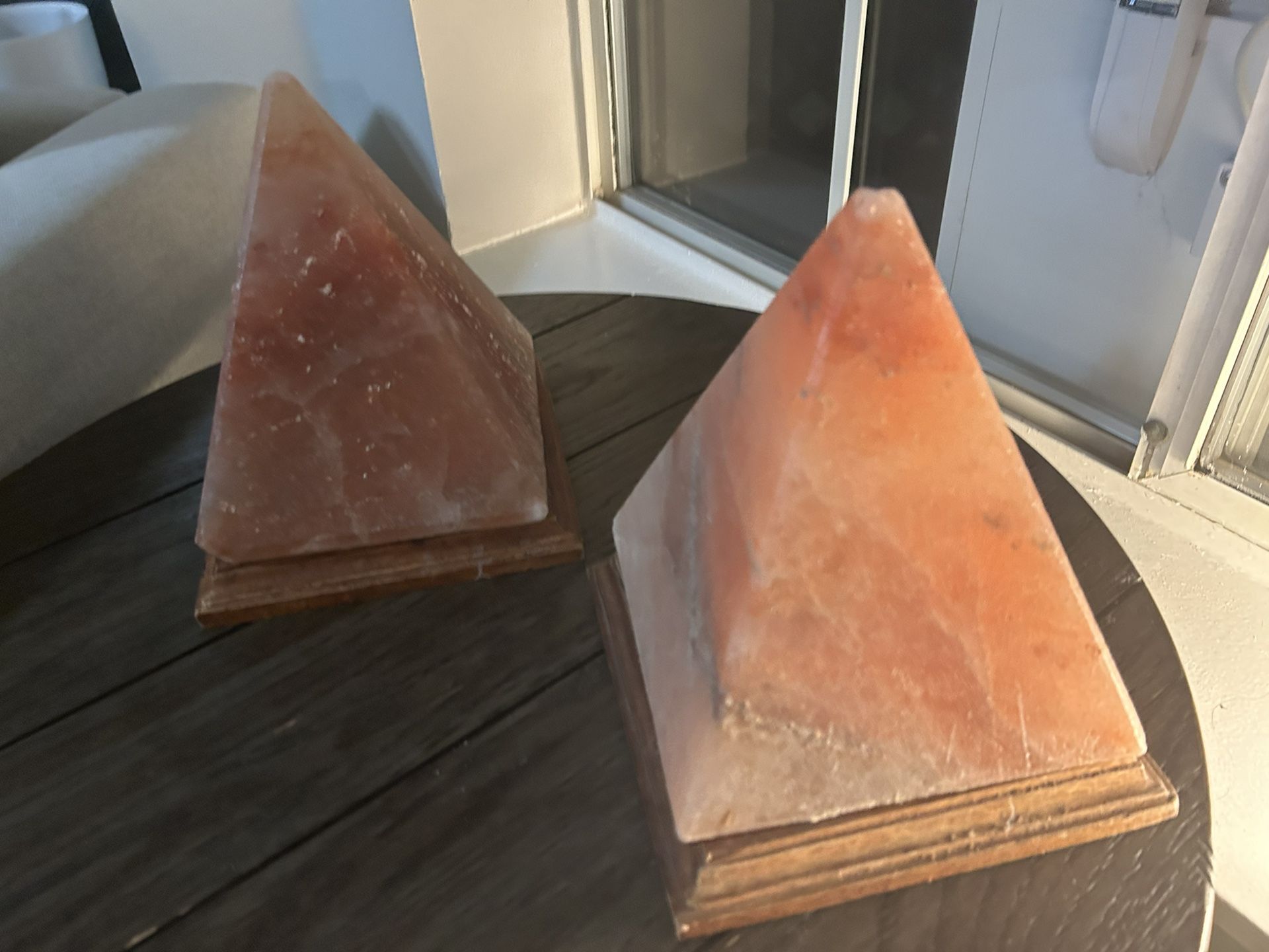 Two Salt Lamps Pyramid Shaped