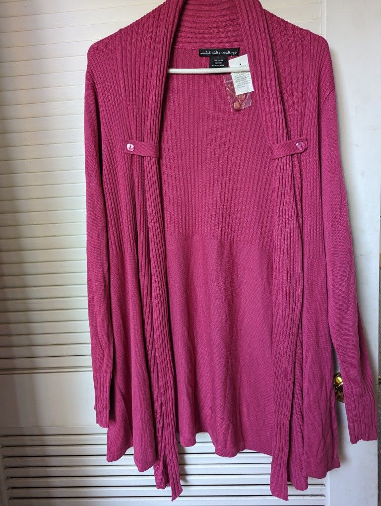 United States Sweaters Draped Cardigan Sweater Fuchsia Pink Size 1X NWT