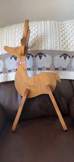 Vintage Handcrafted Wooden Reindeer Holiday Decor