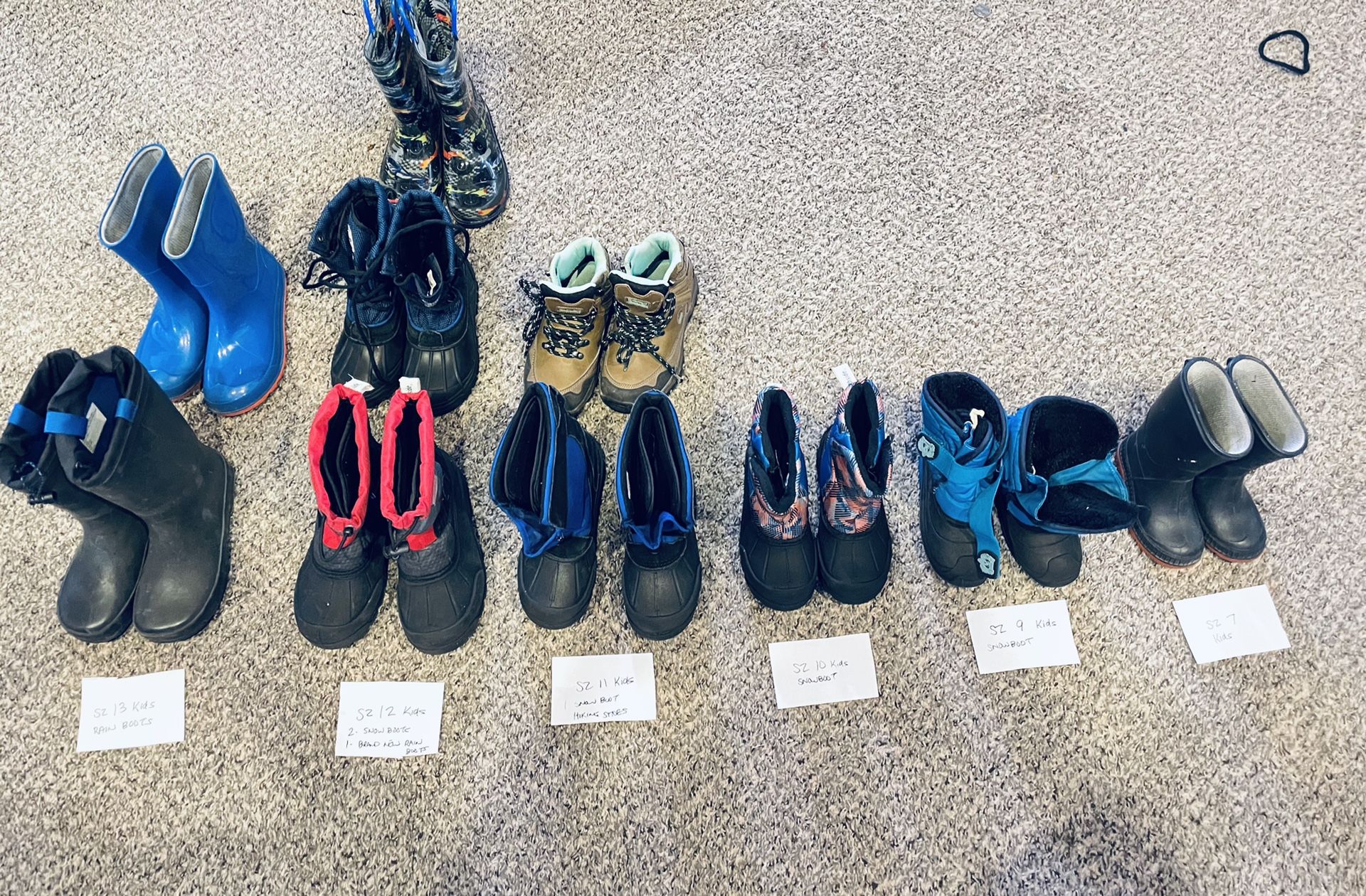 Toddler Snow Boots, Rain Boots and One Pair Hiking Boot $7