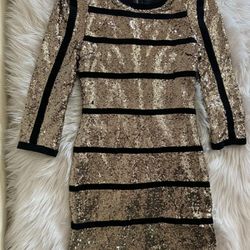 Xtaren Sequin Gold and Black Dress Size S 