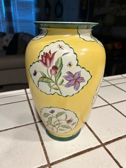 Yellow Floral Ceramic Vase