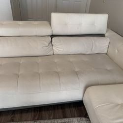 White Semi Leather Couch 