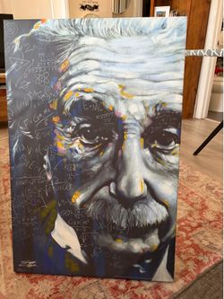 Nice Einstein picture 3 /1/2 by 2 /1/2 ready to hang shows rt ear in pic before it went missing😁