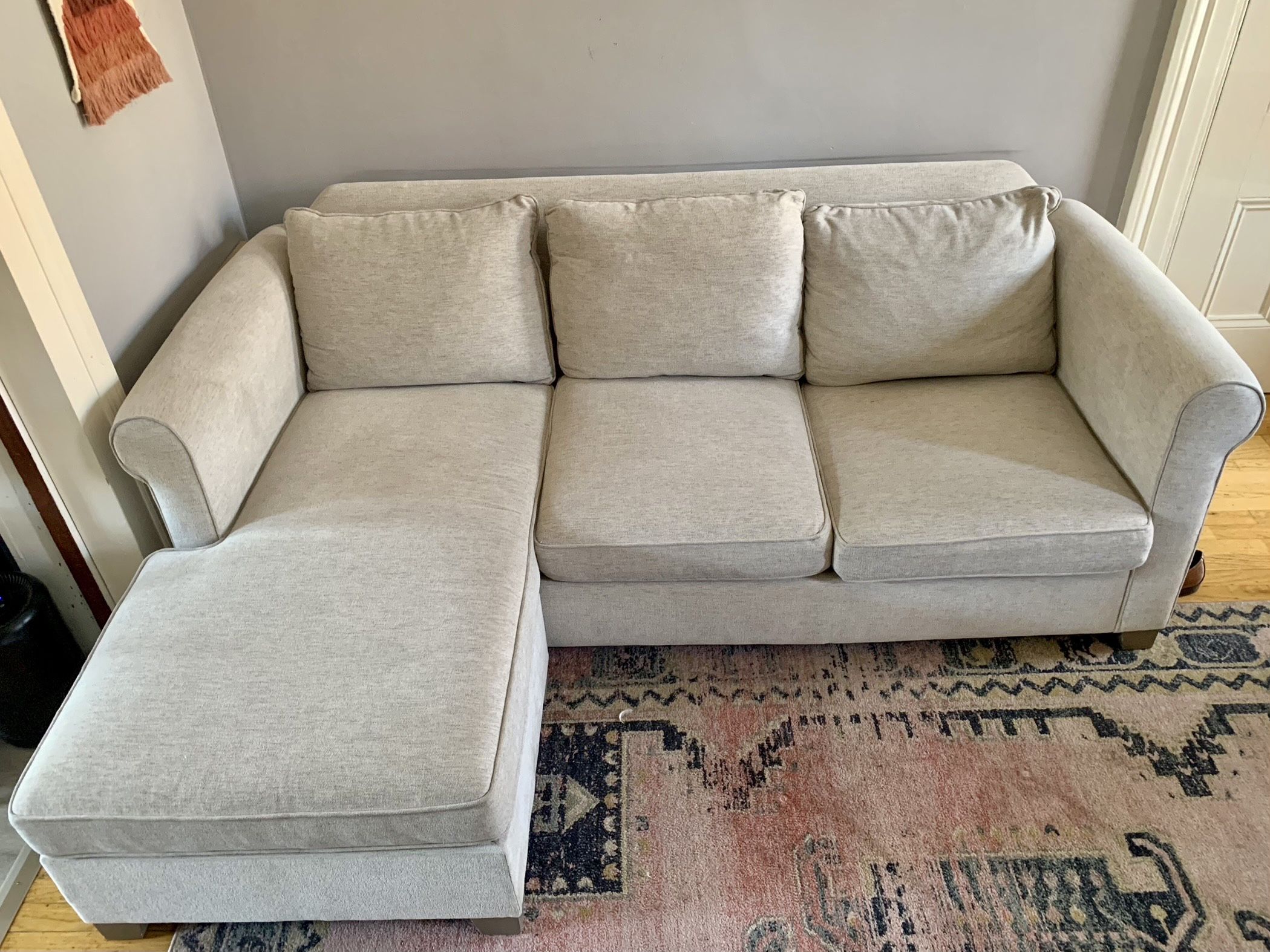 Crate & Barrel Hayward Rolled Arm Lounger Sofa