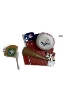 LA Dodgers Baseball Cake Topper Set - Batter, Ball, Stadium Backdrop, MLB Flag