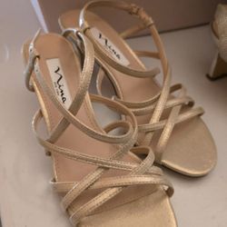 Size 6 -1/2,  Gold, LOW heels, Comfortable 