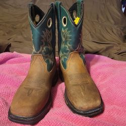 Boys Dan Post Leather Cowboy Boots Size 3