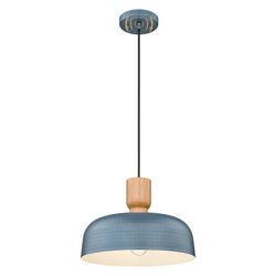 Dusk to Dawn Industrial Pendant Light Fixtures Ceiling Hanging with Hammered Metal Shade, Blue Pendant Light for Outdoor Porch Lighting Hanging Lamp A