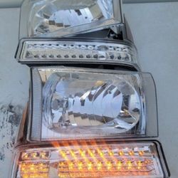 99-04 Ford F250 F350 F450 F550 Super Duty LED Headlights Luces Micas Calaveras Faros Faroles Focos Headlamps 