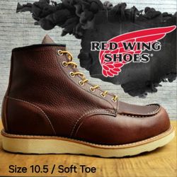 New RED WING Heritage Men's Classic 6" Moc Toe Soft Toe Work Boots Botas Size: 10.5