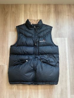 Bonfire Puffer Vest Men’s Large Dark Blue Tan Ski Snowboard Y2K