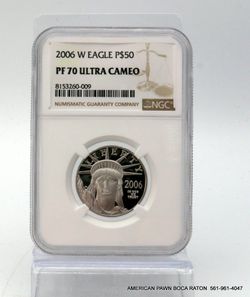2006 W $50 American Platinum Eagle 1/2oz coin PF70 Ultra Cameo Excellent condition