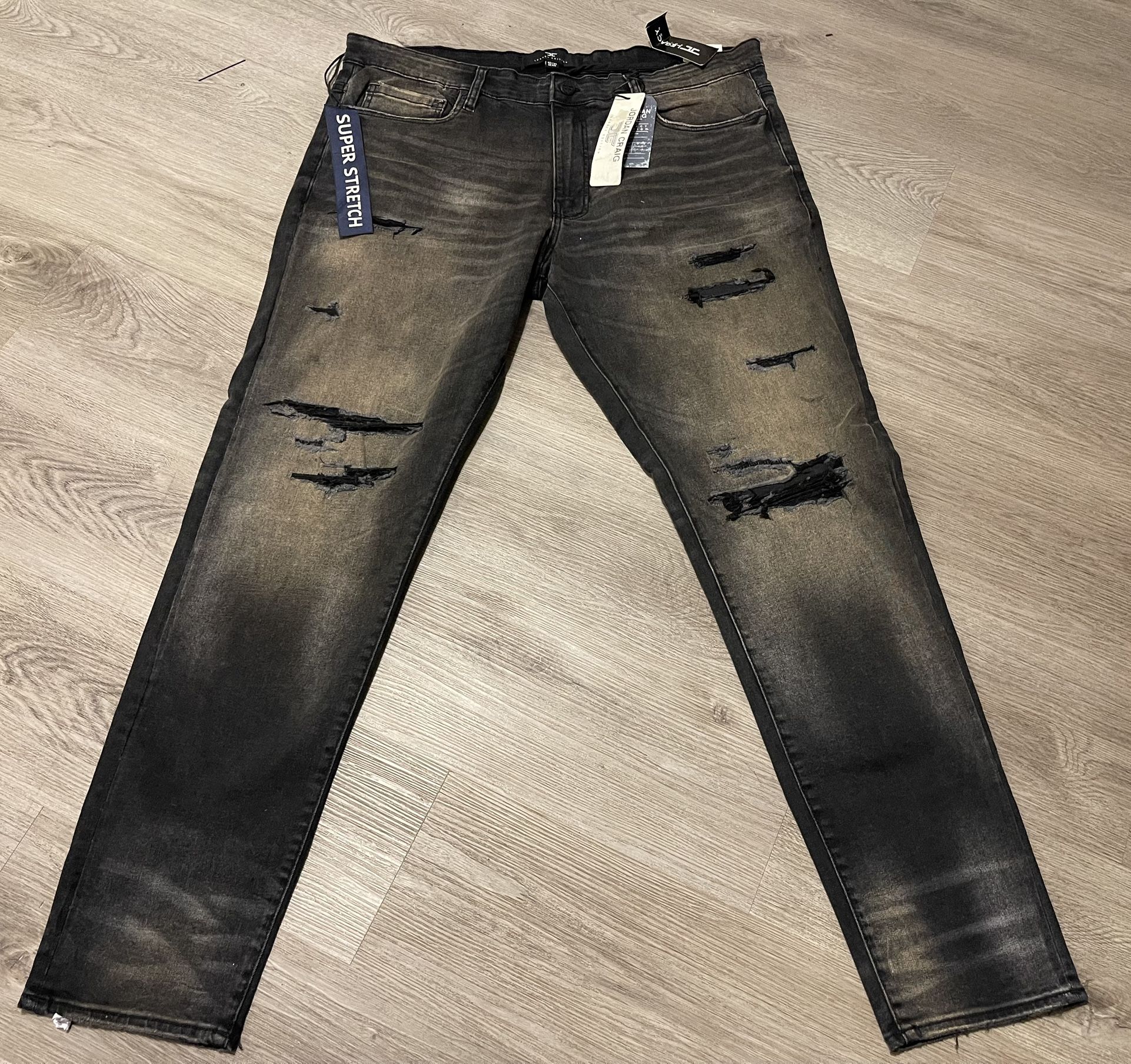 The Jordan Craig Sean Fit Mens Distressed Destroyed Straight Leg Jeans in size 42x34