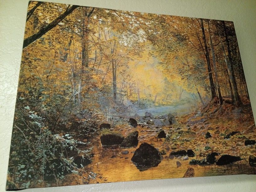 On the River Greta, Lake District, England, 1800s by John Atkinson Grimshaw 18"x24" Stretched Canvas Giclee Print 