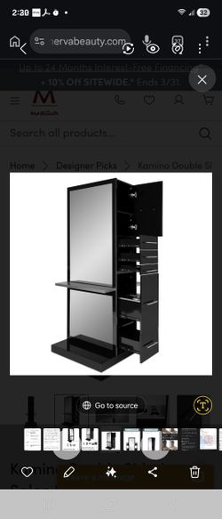 Black glossy double sided salon station