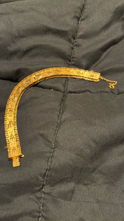 Gold-Tone Engraved Flat Link Bracelet