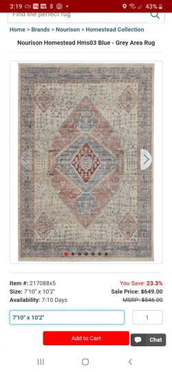 New area rug see pictures for dimensions