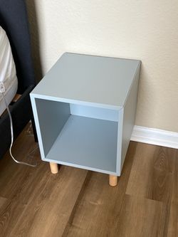 Light Blue Cube Nightstand with Open Shelf