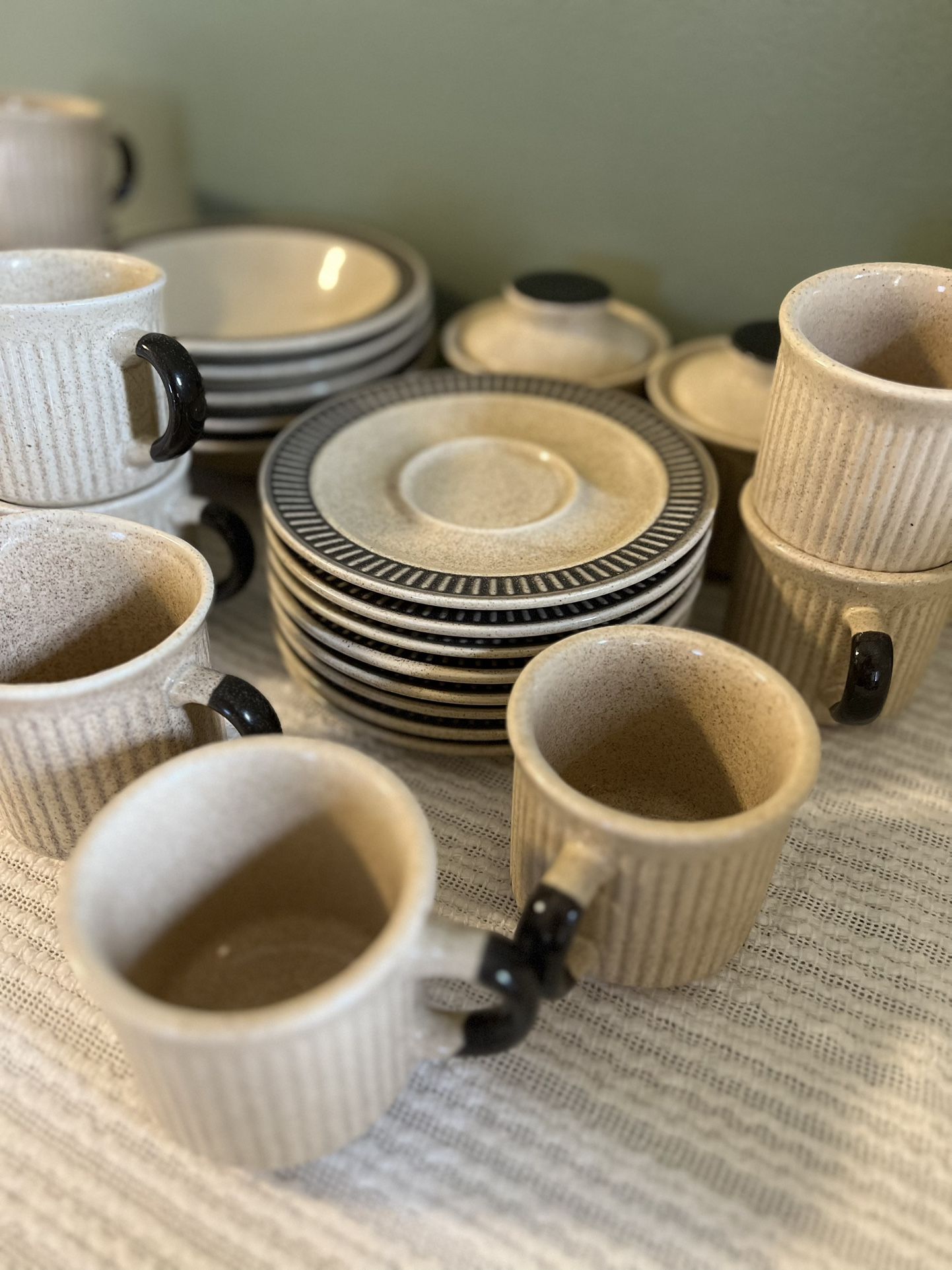 1960s Dinnerware Made in Japan. Sandalwood Stoneware Set for Sale