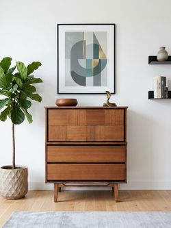Stunning Mid-Century Modern L.A. Period Furniture 4-Drawer Walnut Dresser/Chest