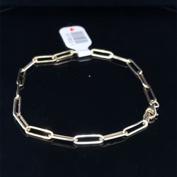 14Kt Yellow Gold 7” Paper Clip Bracelet 1.45g 3mm 187982