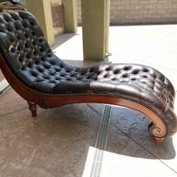 Italian Leather Tufted Sofa Lounger