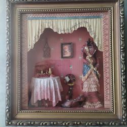 Shadow Box of VINTAGE VICTORIAN Fashions Arister Gifts Solid Wood