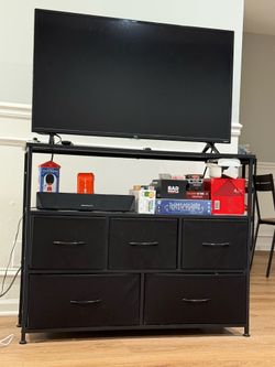 TV Table with Cloth Drawers