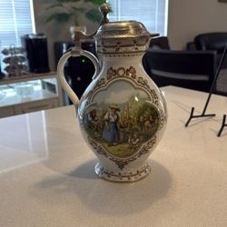 1984 Weinlese Rupert Schneider Lidded 2L Porcelain German Wine Bottle Growler