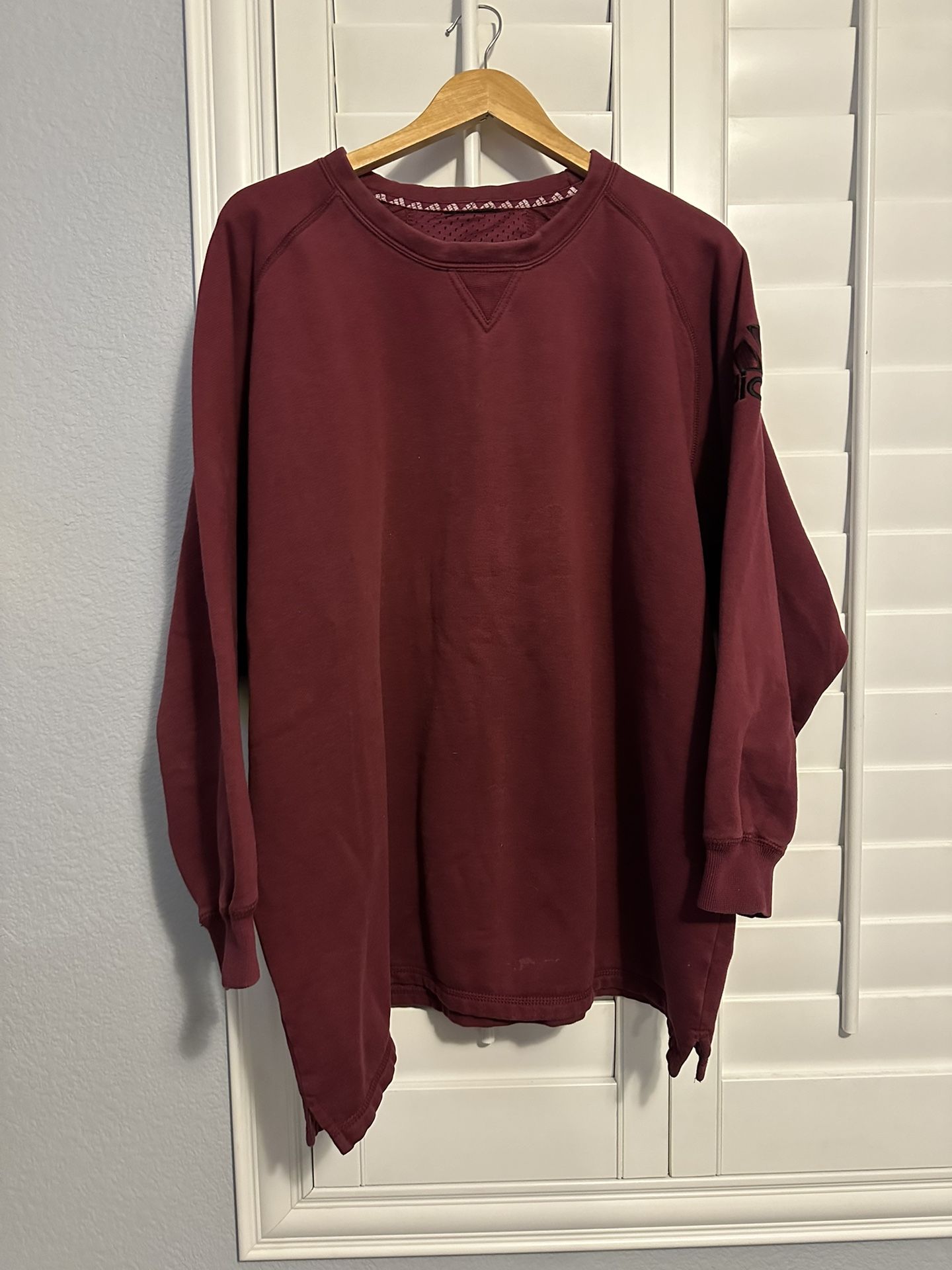 VTG Y2K LATE 90s BURGUNDY RED ADIDAS OVERSIZED CREWNECK SIZE XL/XXL