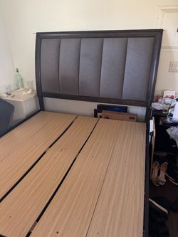 Queen Bed Frame with Upholstered Headboard