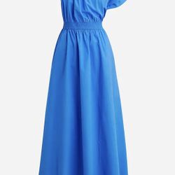 J.CREW Smocked one-shoulder dress in cotton poplin size M