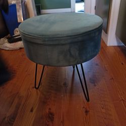 Blue Velvet Vanity Stool