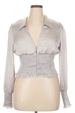 Light Gray Smocked Corset Blouse