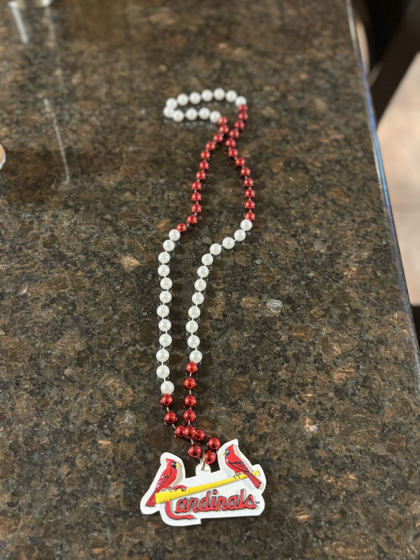 St. Louis Cardinals Red And White Necklace With Emblem