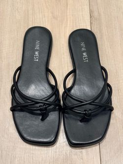 Nine West Black Strappy Flat Sandals Size 5