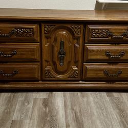 Vintage 9-Drawer Solid Oak Dresser