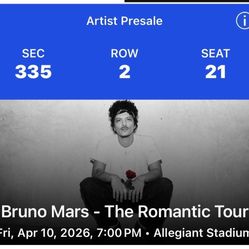 Bruno Mars Concert Tickets The Romantic Tour 