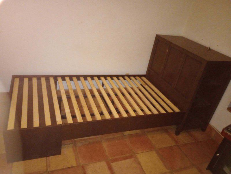 TWIN BED with Built In Drawers And Shelves