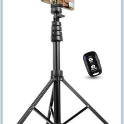 62" Phone Tripod Accessory Kits, Camera & Phone Stand with Wireless Remote and Universal Tripod Head Mount, Perfect for Selfies/Video Reco