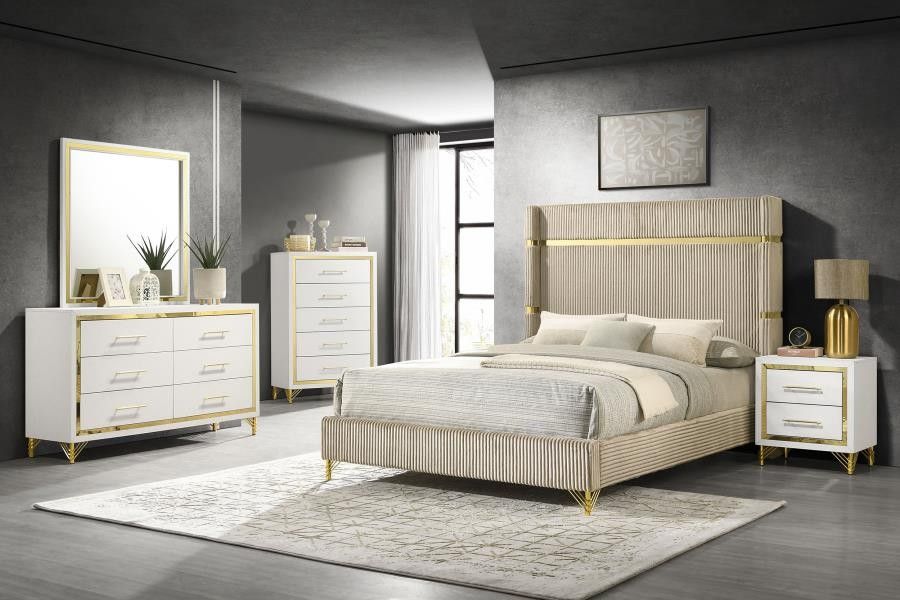 New 4 PC Queen Bedroom Set With Queen Bedframe Dresser Mirror Nightstand On Sale Now Don't Moss