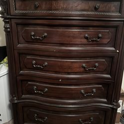 Dark Wood Ornate Dresser Chest of Drawers