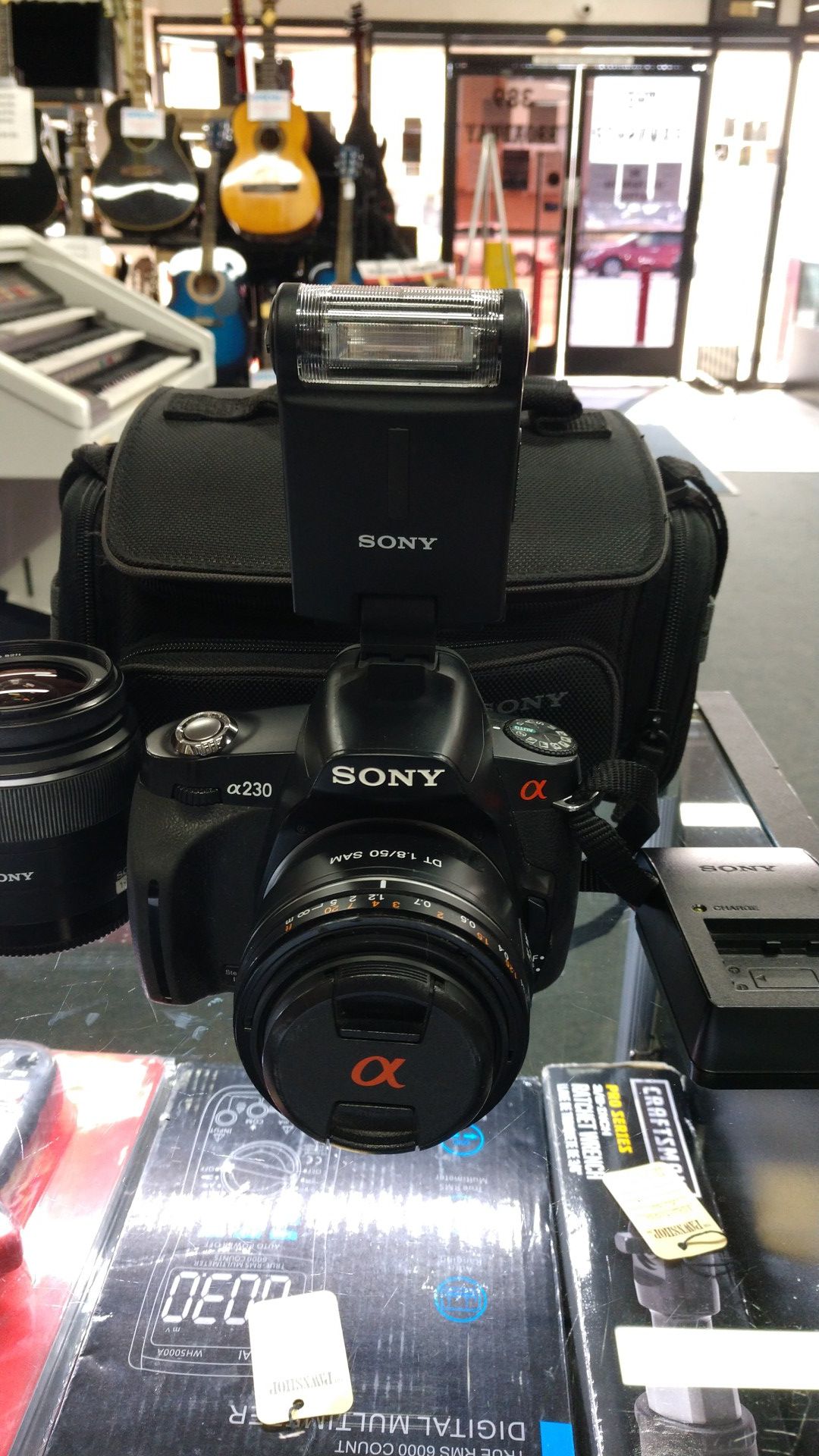 Sony Alpha 230 Digital SLR Camera & DT 1.8/50 SAM Lens w/ Sony Flash and Extra Lens