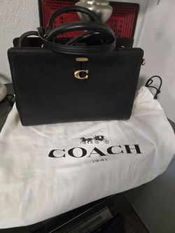NWT Coach Serra Satchel Black Leather and Oxblood Suede