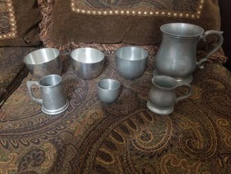 Various Vintage Pewter Mugs and Cups