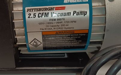 2.5 CFM VACUUM PUMP #98076 PITTSBURGH
