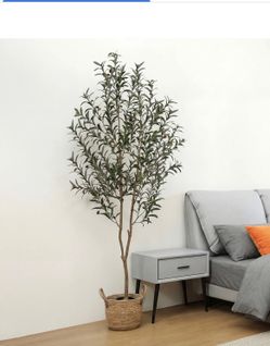 Pretty artificial plant 6ft tall olive 🫒 tree with planter ! Brand New ( Ask for price)