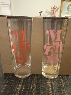 Merry Christmas Glasses - 2 Count - 6”each